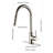 Kitchen Faucet With Pull Down - Brushed Nickel Look, Stainless Steel Build, 360 Rotating Nozzle For Convenient Water Access, Single Handle Temperature And Flow Regulation, Corrosion Coating Pull-Down-56660332