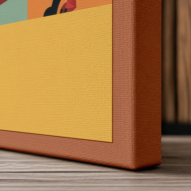 Geometric Dachshund Modern - Wrapped Canvas, 18x12 - 45.7 x 30.5 cm, Terracotta Border