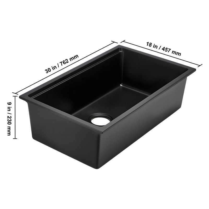 Évier de cuisine encastré 30 po en granite à cuve simple encastrable pour bar pour véhicule récréatif