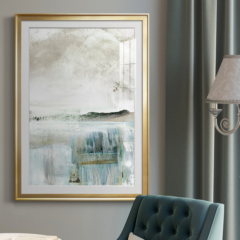 Summer Teal II - peinture sur toile encadrée, Or, H 26,5 po x l 36,5 po x P 1,5 po