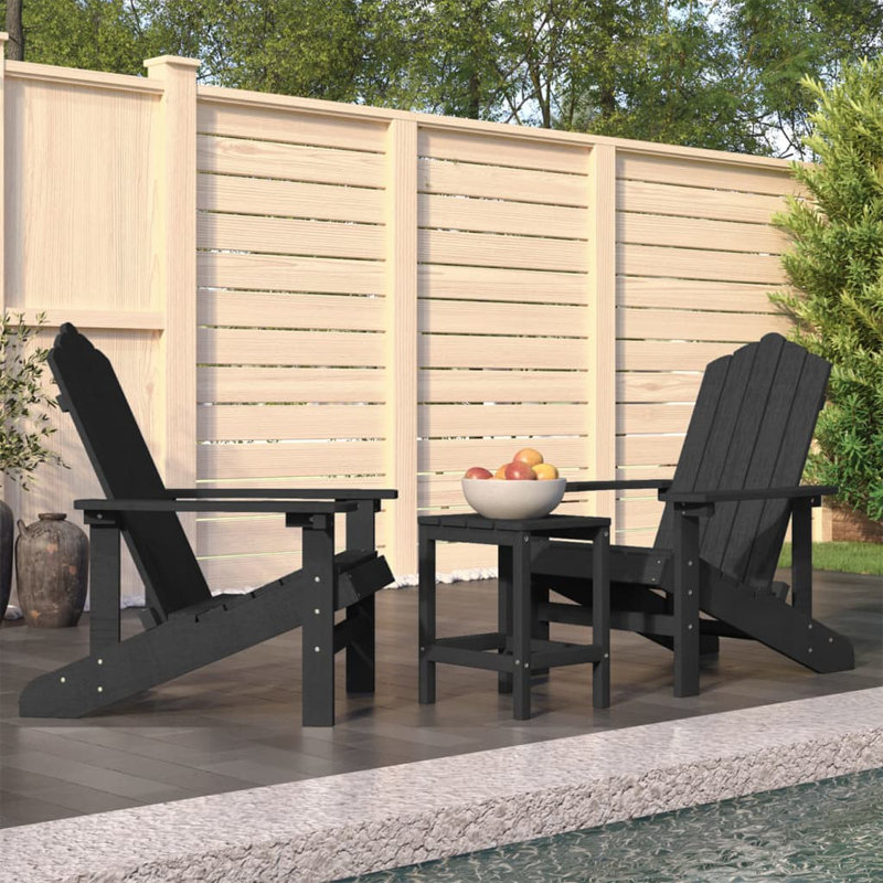 Chaises de patio avec table en PEHD Adirondack, Brun