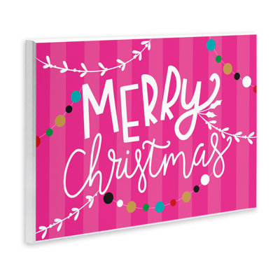 «Merry Christmas over Pink Stripes», art par Louise Allen Designs