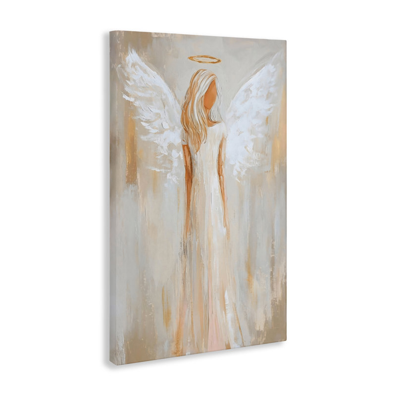Toile avec portrait d'ange gardien, conception de Petal Prints Design, H 36 po x l 24 po