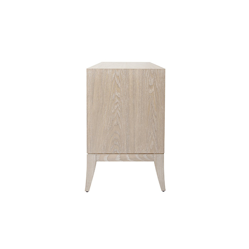 Cassie Contemporary Beige Solid Wood Side Table with Storage