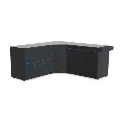 Ensemble de 3 meubles de cuisine extérieure modulaires Cozze® Elements avec modules d'angle, de porte et de tiroir et étagère universelle