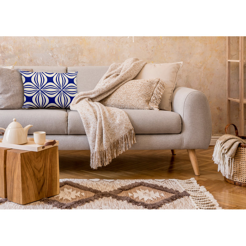 Housse et insert de coussin rectangulaire en polyester pour l'intérieur et l'extérieur, Bleu