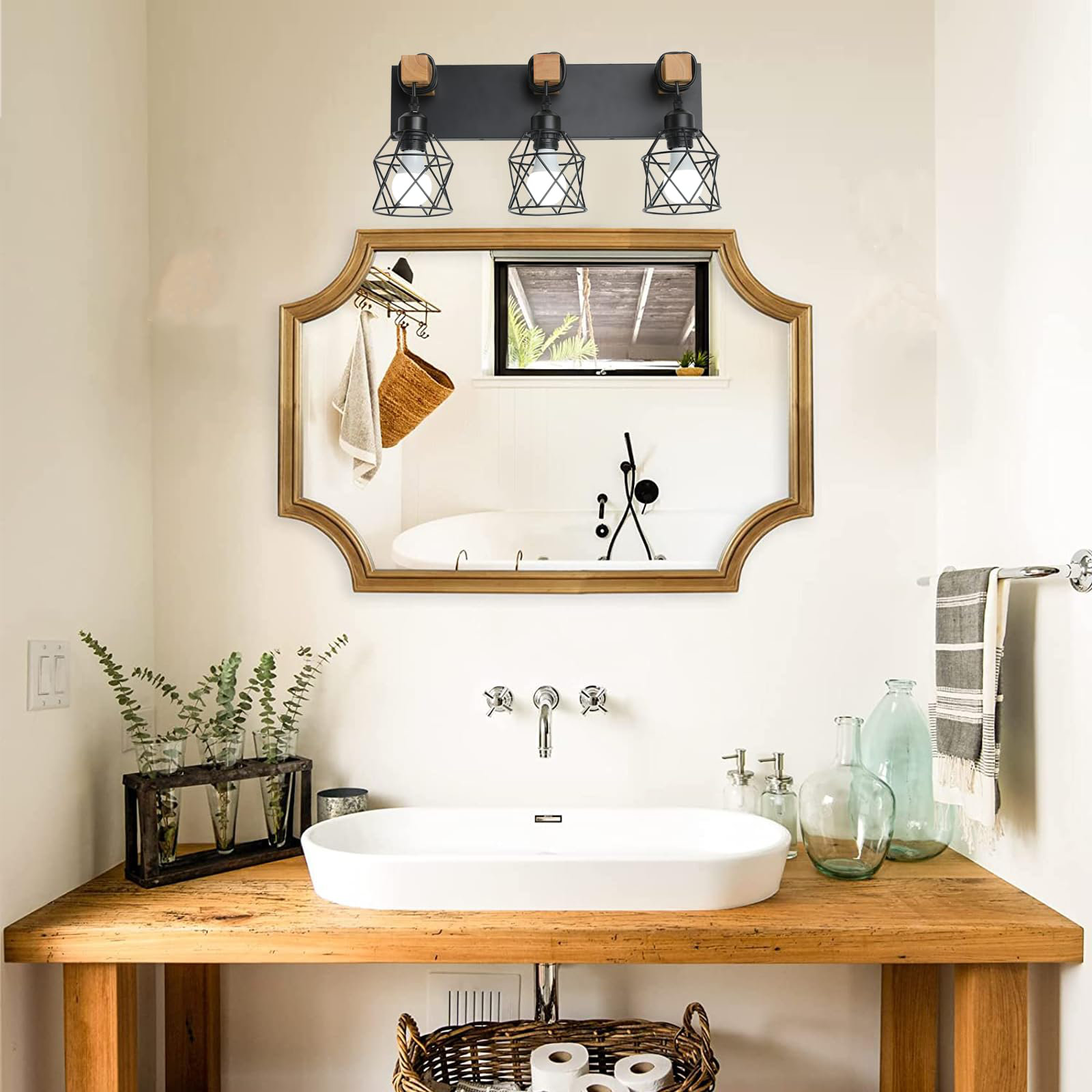VOMGEB1 3-Light Farmhouse Vanity Light Fixture, Bathroom Lighting | Wayfair