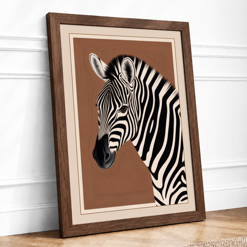Zebra in Profile Modern - Framed Print, Walnut, A3 - 42.0 x 29.7 cm