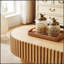 Table basse ovale, design cannelé moderne du milieu du siècle avec piédestal, bois classique pour salon, chambre et petits espaces-381390808
