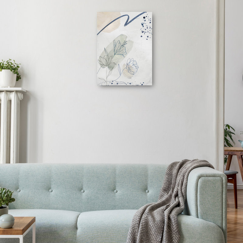 Organic Gardening Abstract Floral Canvas Art Print in Neutral Tones