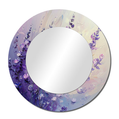 Ethereal Lavender Wildflowers Glow - Traditional Mirror For Wall Art Decor - Printed On Metal