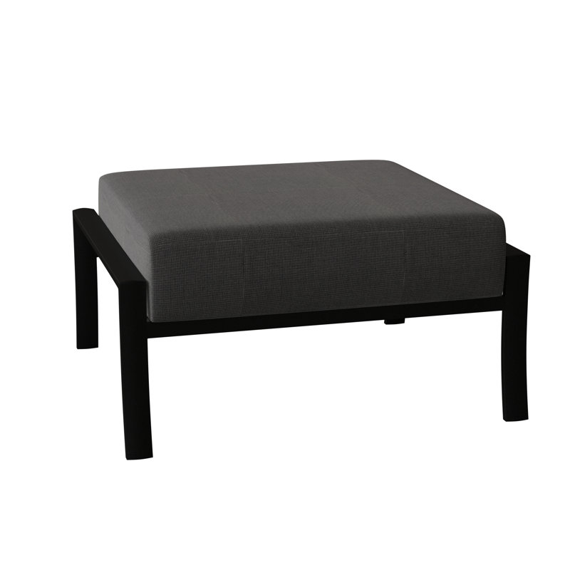Fremont Outdoor Ottoman, Canvas Heather Beige Sunbrella® Canvas, Textured Black