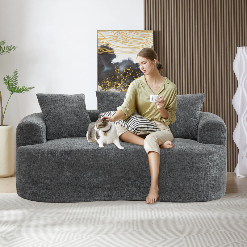 Causeuse, canapé en chenille, Gris