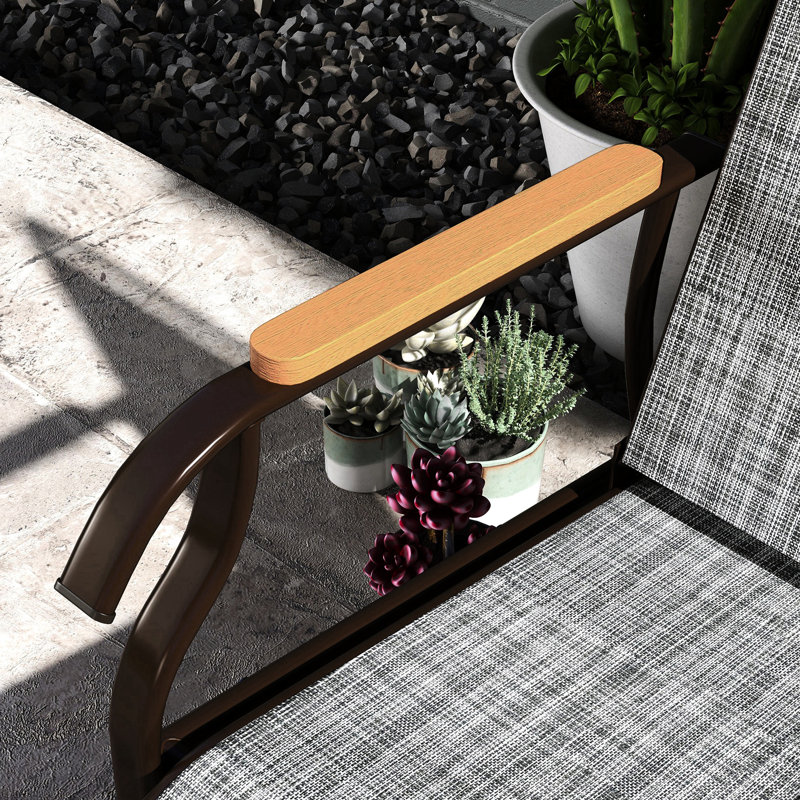 Banc oscillant d'extérieur avec revêtement thermolaqué et tissu respirant gris