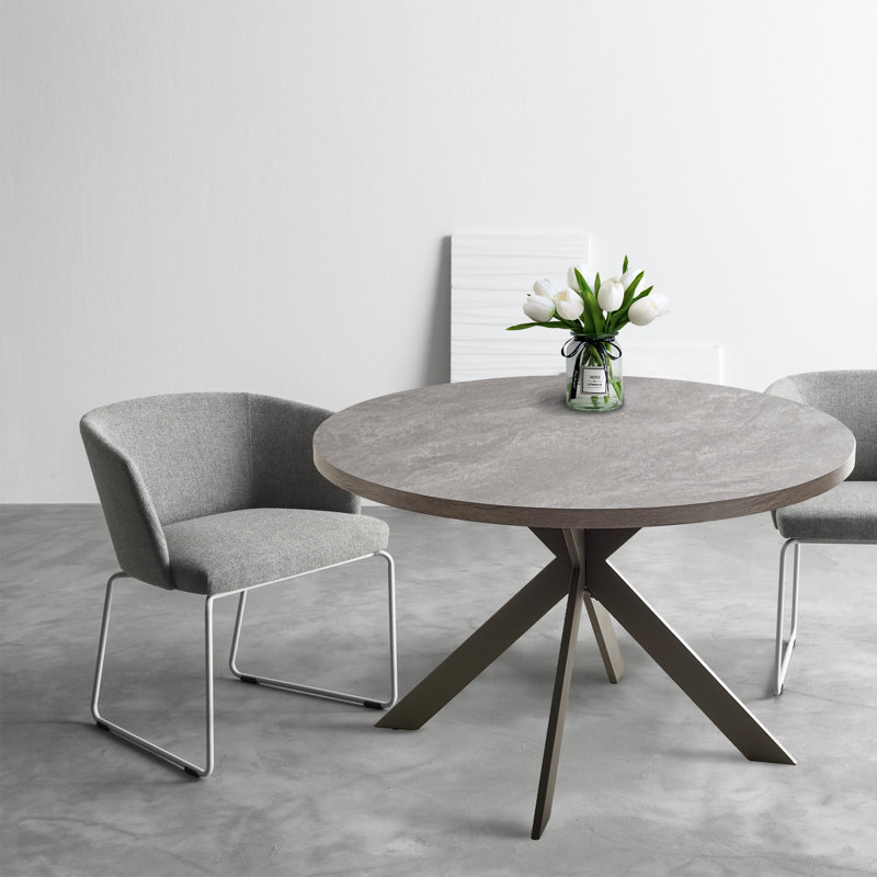 Garrell Round 4-Person Manufactured Wood Dining Table, Gray