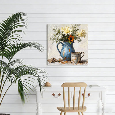 Delicate Floral Vase Arrangement , Unframed Wall Art, 16 X 16