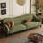 Mid-Century Cream Green Chenille Solid Sofa
