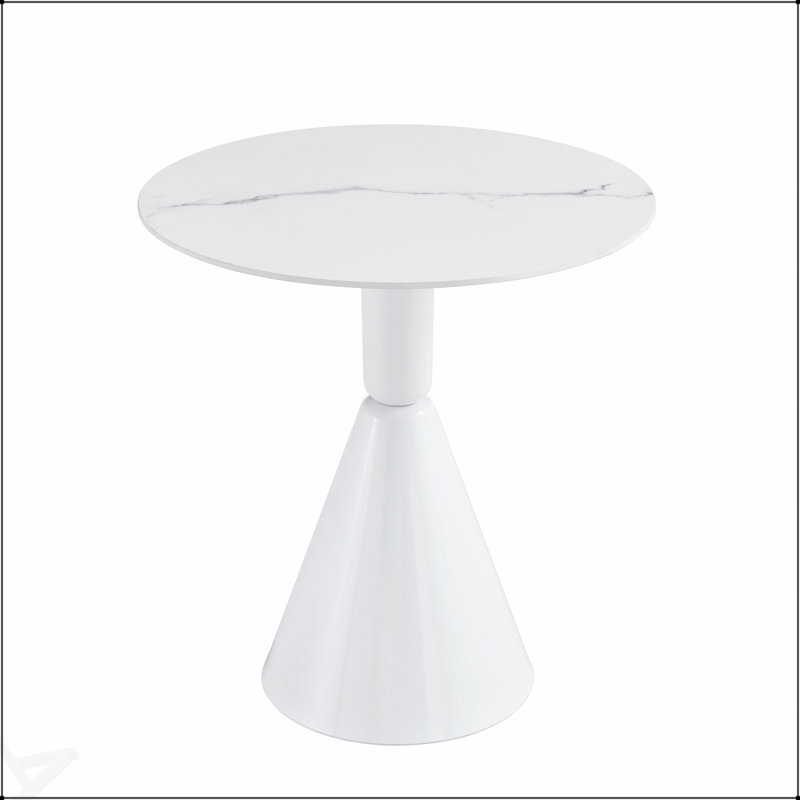 Table basse en pierre naturelle blanche, conception moderne simple pour le balcon et la salle à manger, durable et spacieuse