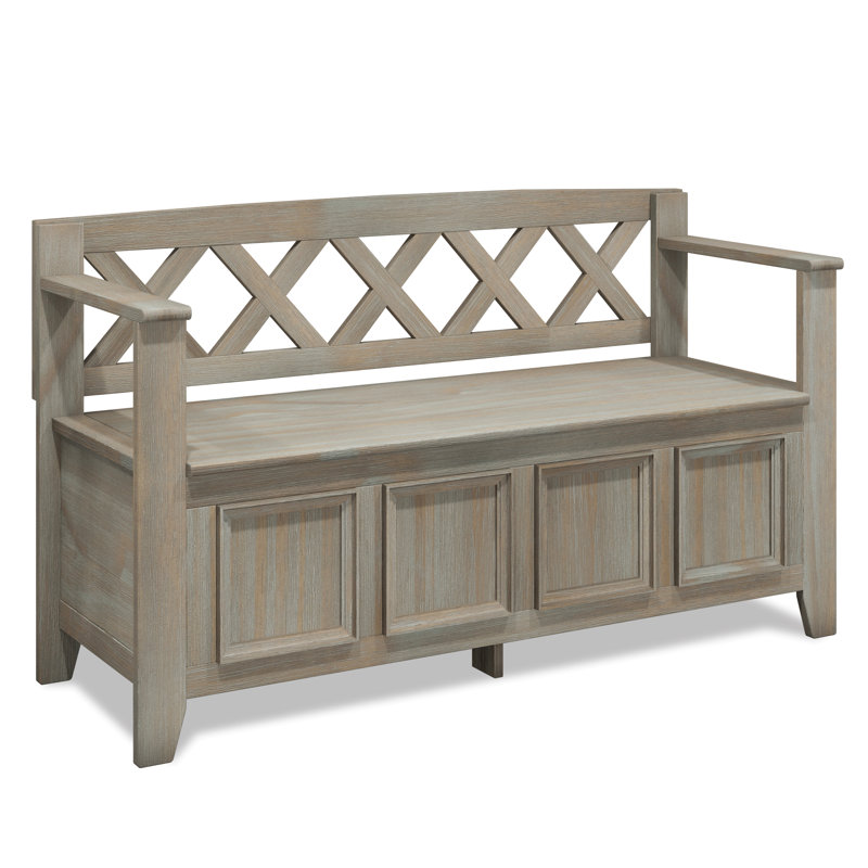 Banc de rangement en bois massif pour hall d'entrée, Marron clair