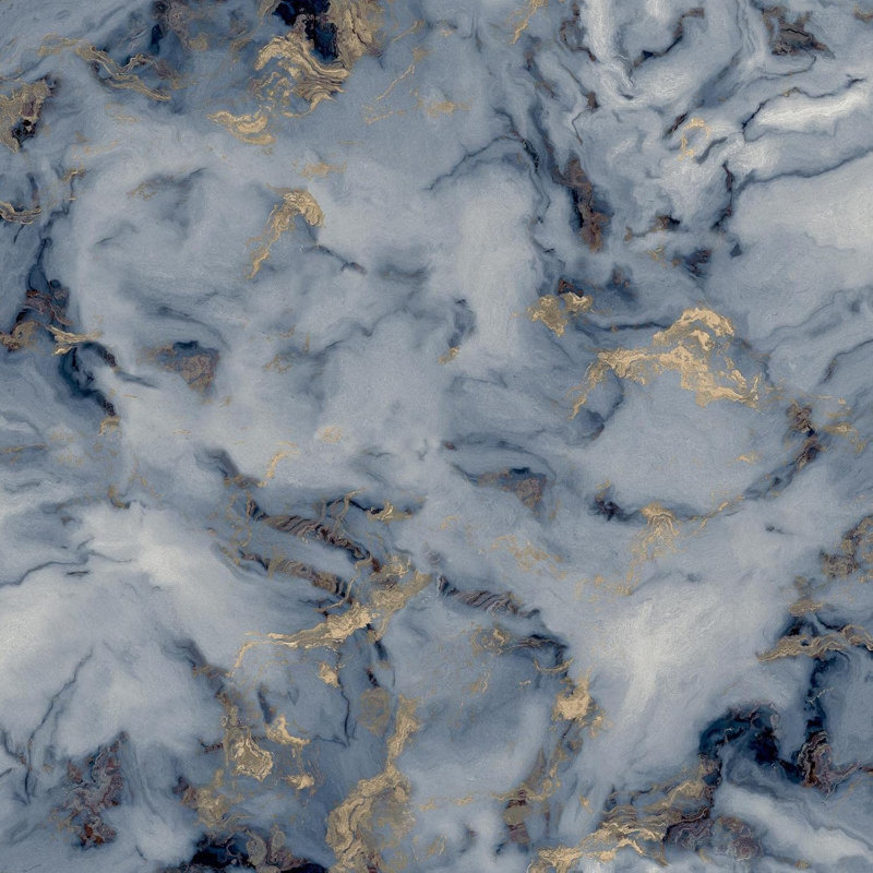 Metallic Navy Marble Wallpaper - Elegant Granite Stone Effect