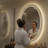 Oval Led Wall Mirror With Crystal Mosaic Accents