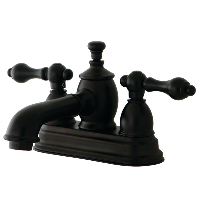 Kingston Brass English Country Two-Handle 3-Hole Deck Mount 4" Centerset Bathroom Faucet with Brass Pop-Up, Oil Rubbed Bronze