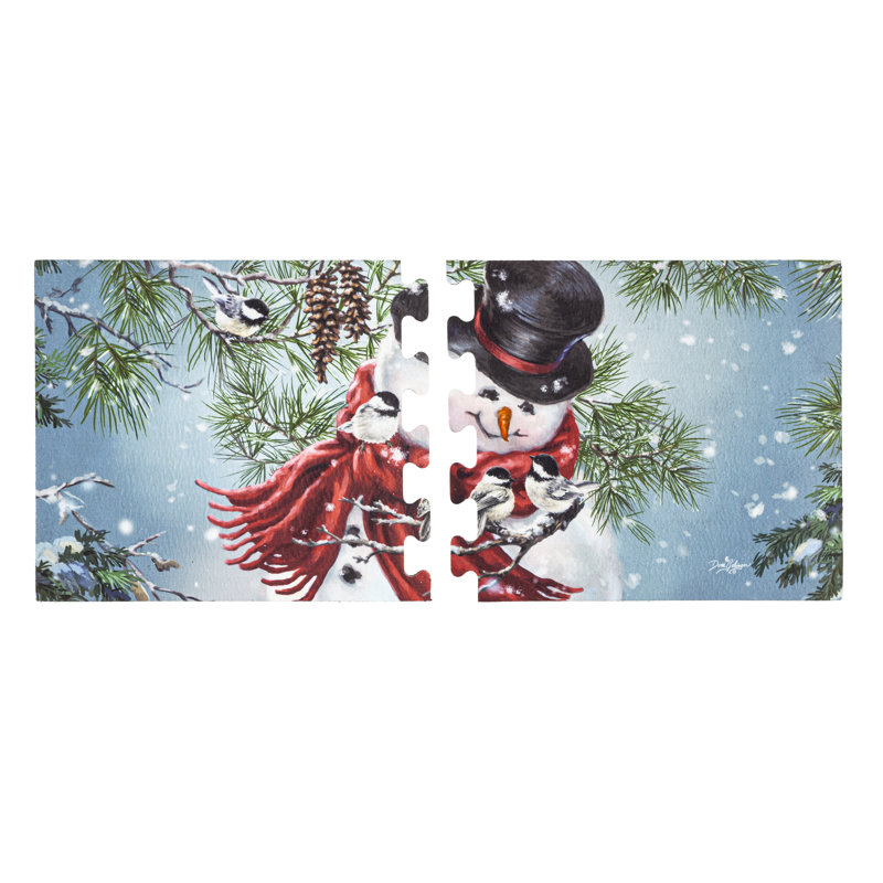 Tapis d'extérieur antidérapant 22 po x 10 po Snowman Snuggles Sassafras