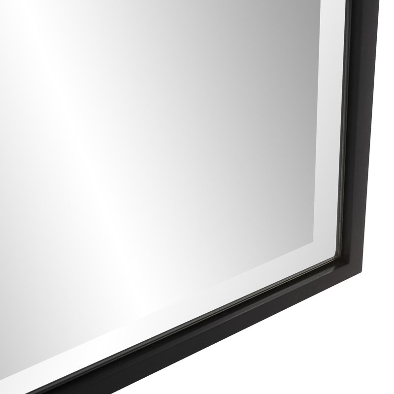 Gabrielius Rectangle Wood Wall Mirror, Matte Black