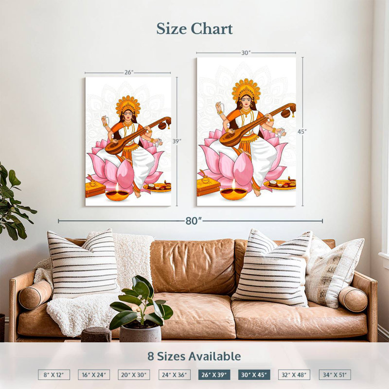 Adella Goddess Saraswati, 39" H x 26" W