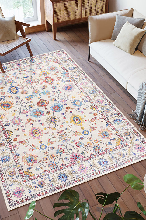 Washable zero pile indoor area rugs
