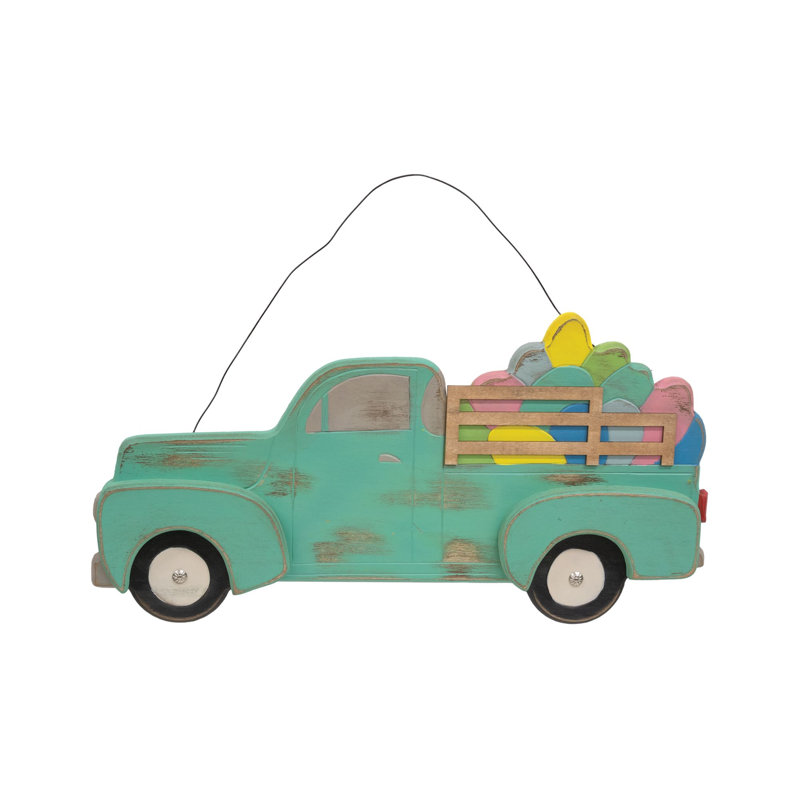 Camion de Pâques en bois patiné
