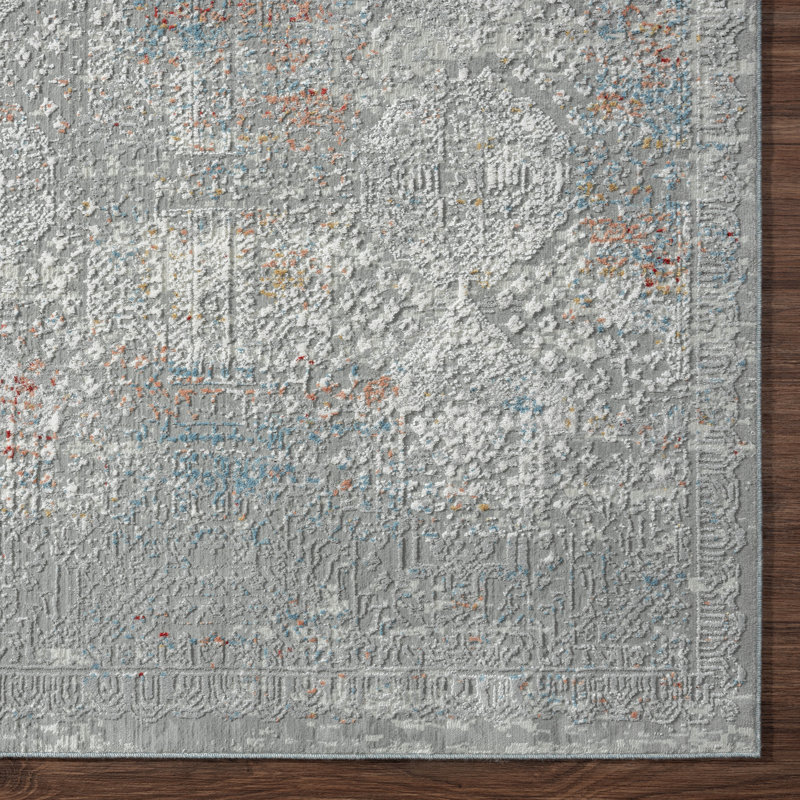A Abstract Area Rug in Grey, Rectangle 3' x 5'