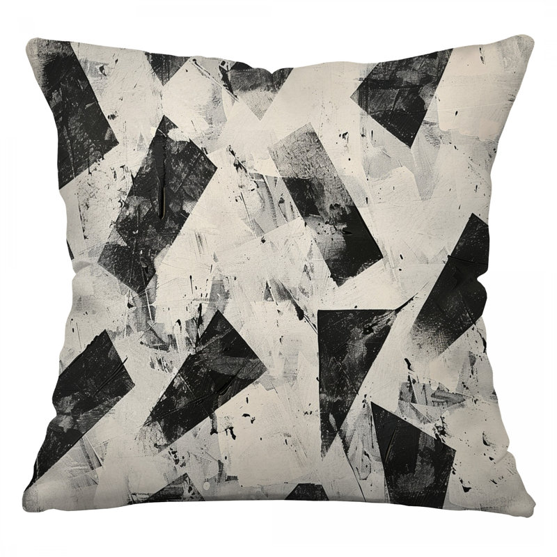 Coussin décoratif à formes géométriques, sergé de coton abstrait, H 14 po x l 14 po