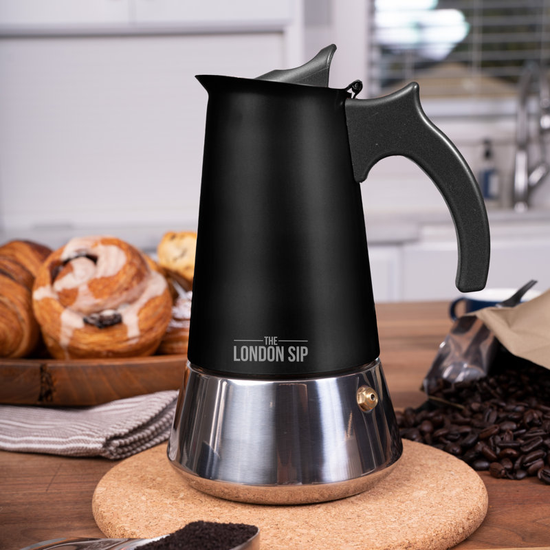 Cafetière à espresso en acier inoxydable London Sip, Argent, 6 tasses