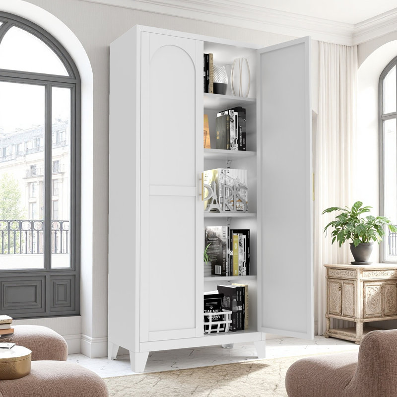 Armoire en acier, portes, étagères réglables, rangement pour documents de bureau de 70,24 po de hauteur, 2 tablettes blanches de couleur rouille