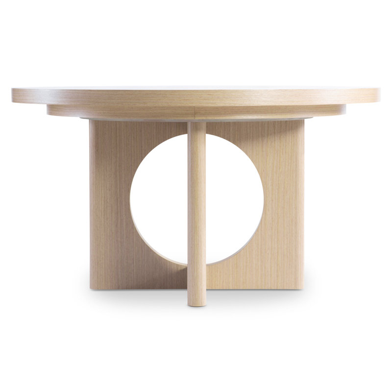 Mid-Century Modern 54" Round Extendable Wood Dining Table in Brown