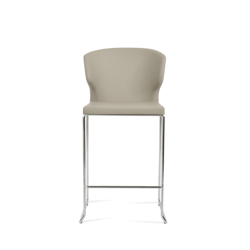 Tabouret de bar et de comptoir empilable Amed, Rouge, Chrome, Tabouret de comptoir (siège d'une hauteur de 24 p