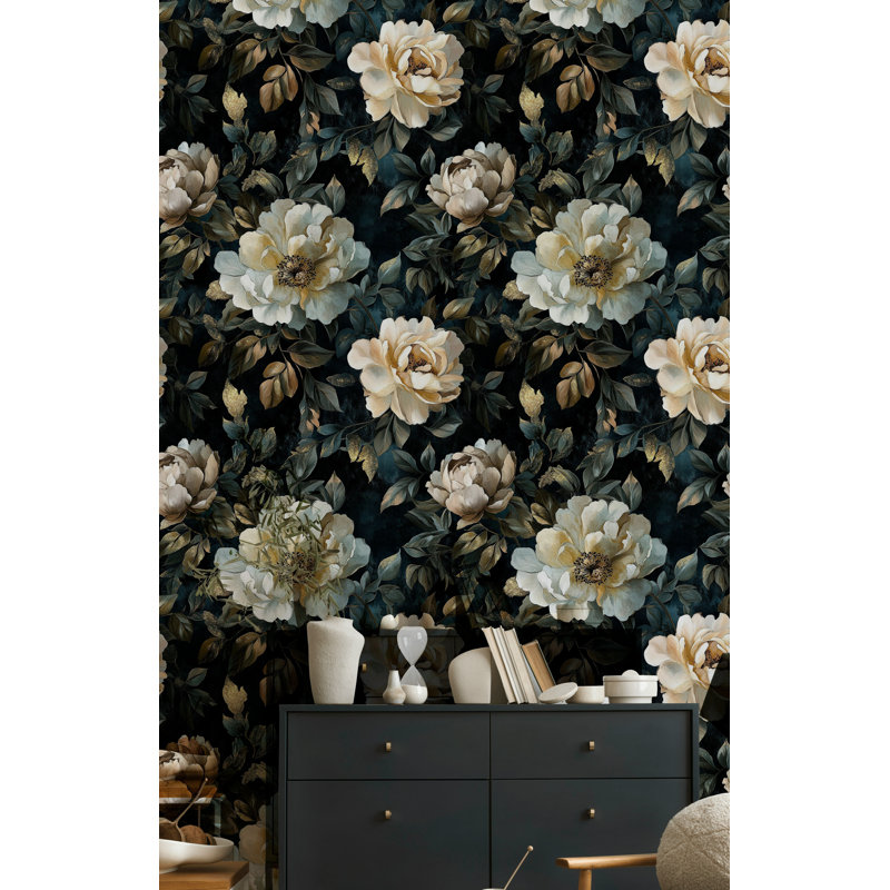 Papier peint floral pivoine à motif floral pelez et collez