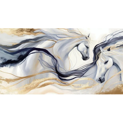 Beige Abstract Horse Art Wall Mural