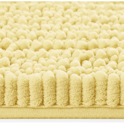 Tapis de bain jaune moelleux moelleux en chenille