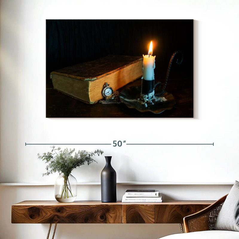 Kerner Ancient Bible And Candle, 26" H x 39" W