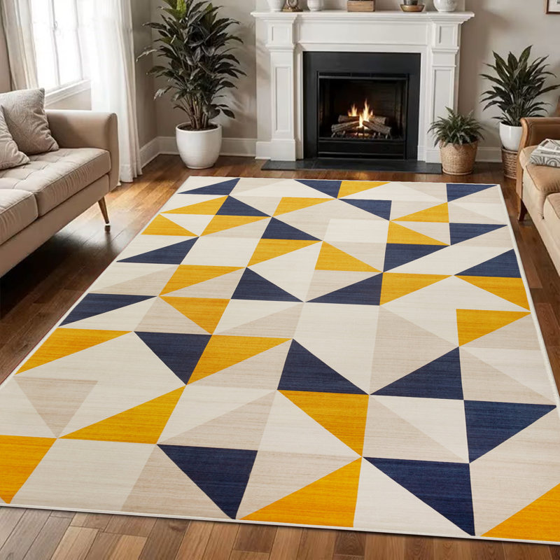 Contemporary Printed Rug High Low Pile Soft Area Rugs, Rectangle 40 x 60 cm