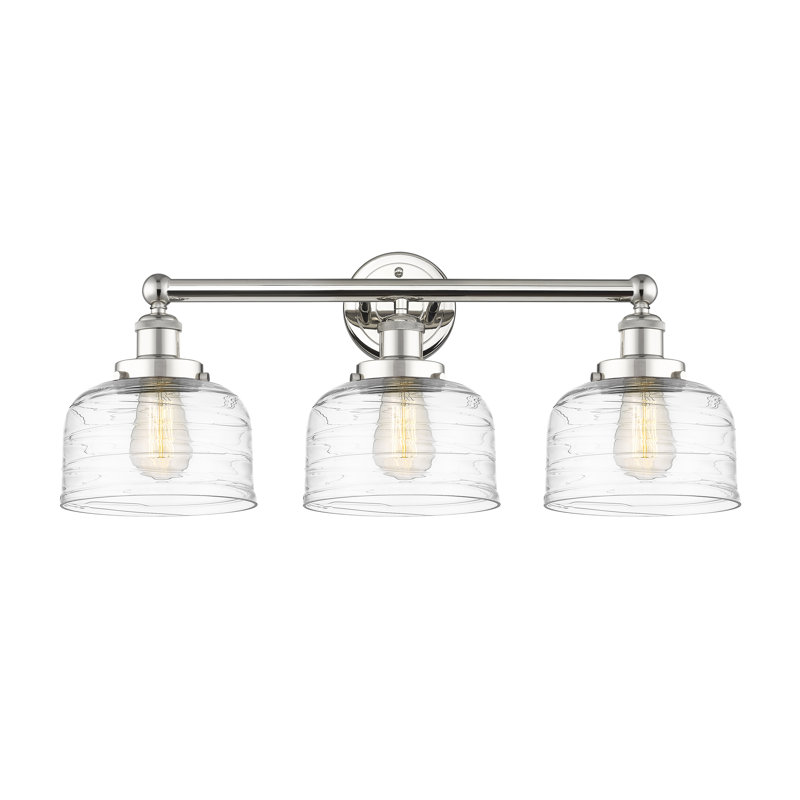 Éclairage pour meuble-lavabo à 3 lumières à intensité variable Raykwan, Tourbillon déco transparent, Nickel poli