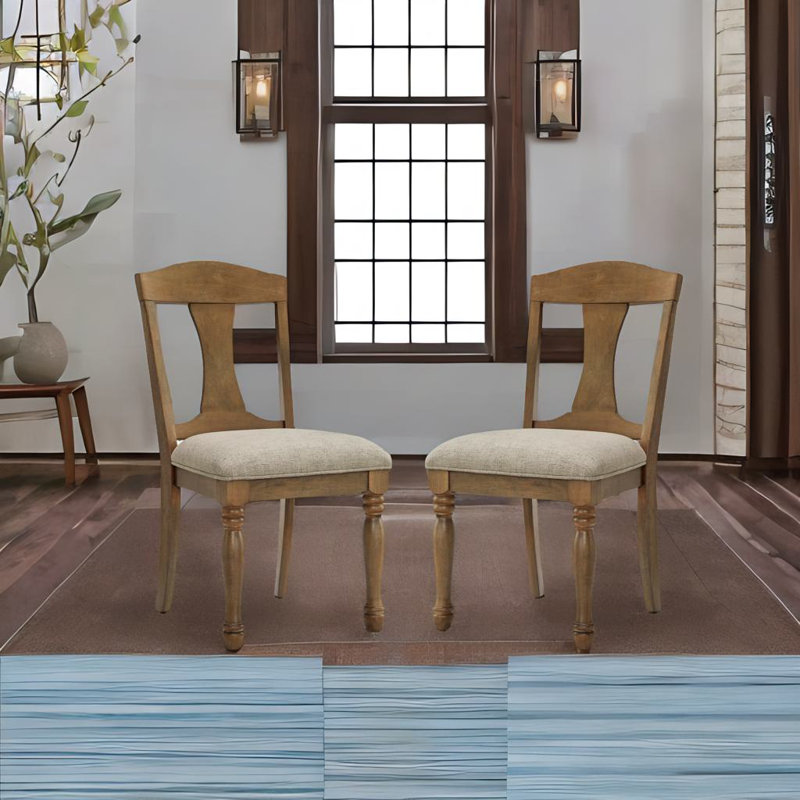 Ensemble de 2 chaises de salle à manger Aadhiran, Chêne blanc