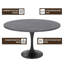Table de salle à manger Heatherton 48 po avec plateau en pierre frittée et piédestal noir-1514328666