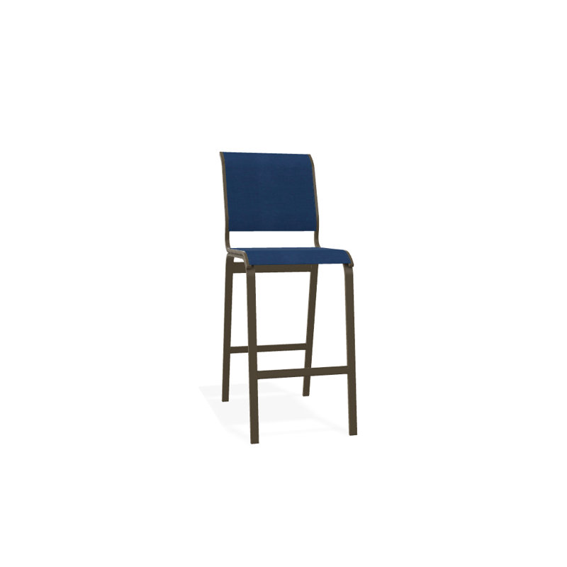Holna Outdoor Stool, Cobalt 35D Sunbrella®, Textured Beachwood