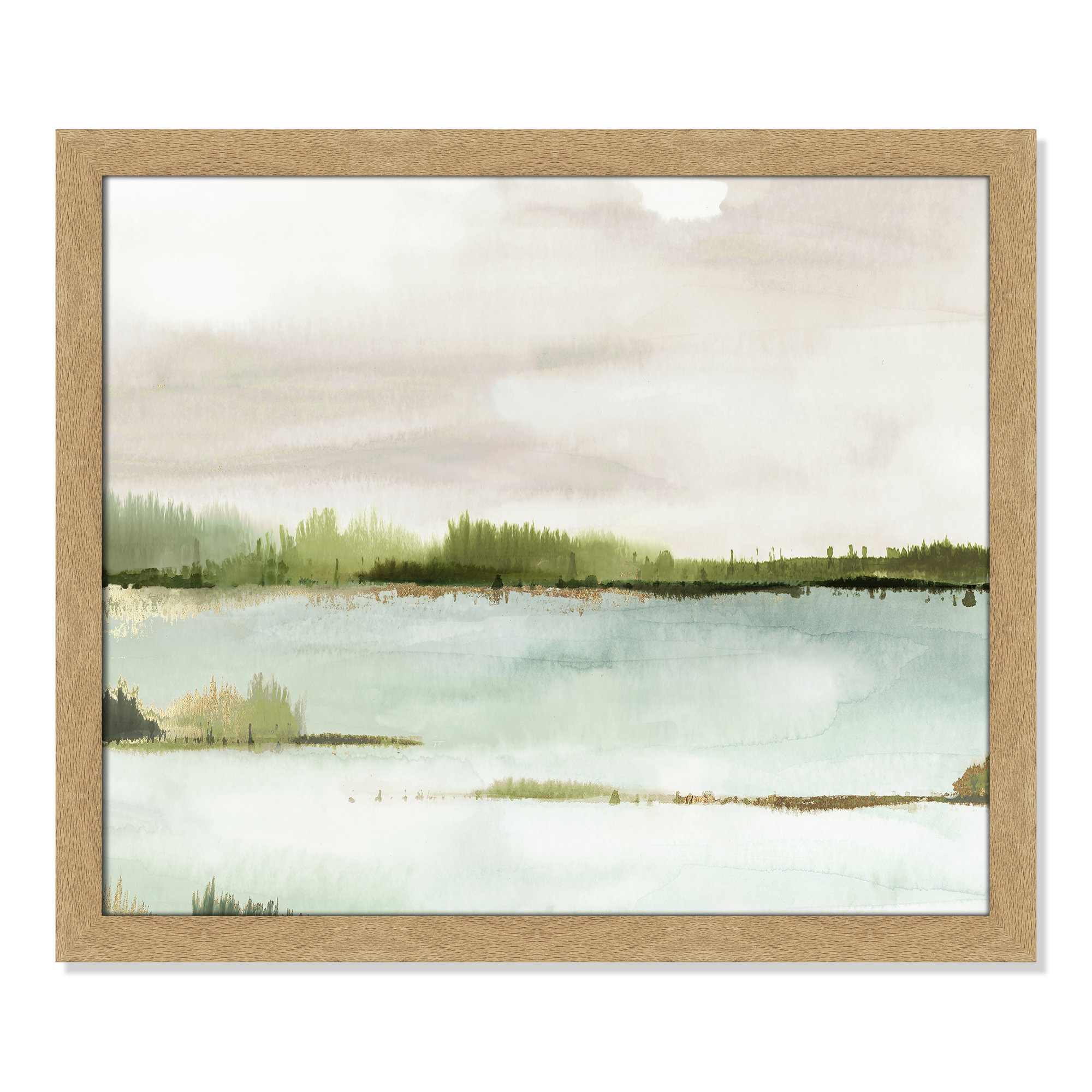 Silent Lake, 22.5" H x 26.5" W x 1.12" D, Natural Framed