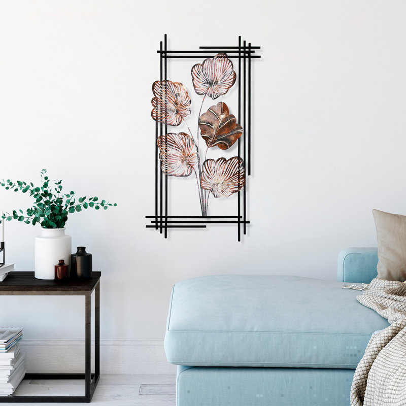 Handmade Decorative Metal Wall Accessory, 20.1 x 47.2 inches | 100% Metal, Thickness: 0.06 inches | Unique Hand-Painted Design, Wall-Mountable | Adds Artistic Flair to Any Room, Perfect for Home & Office Decor