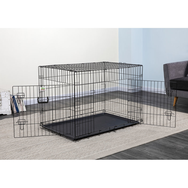 Metal Collapsible Pet Crate with 2 Doors, Large (30" H x 28" W x 42" D)