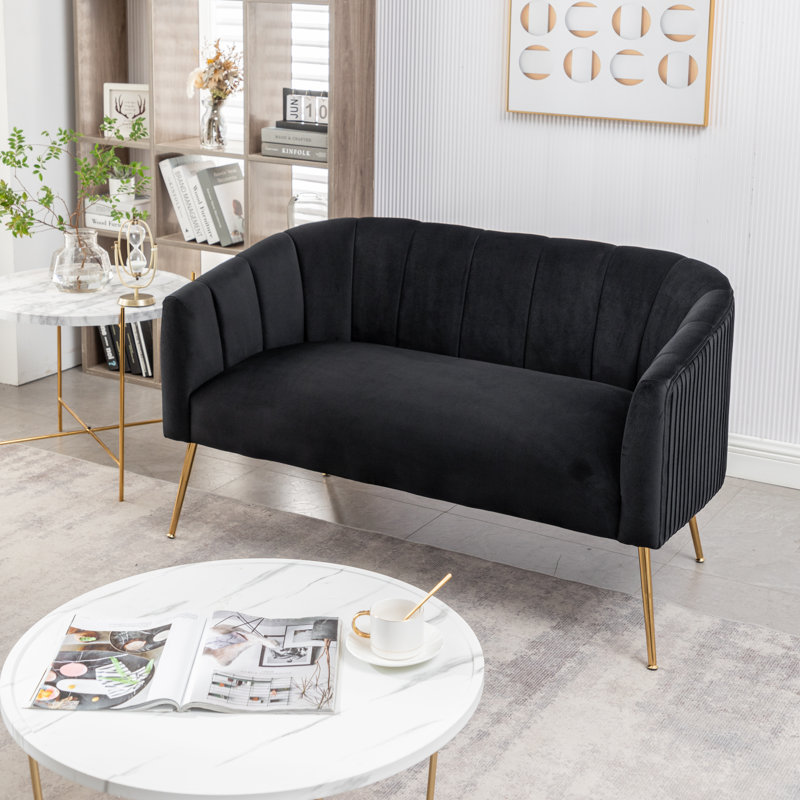 Mariantonietta 51'' Velvet Loveseat, Black 